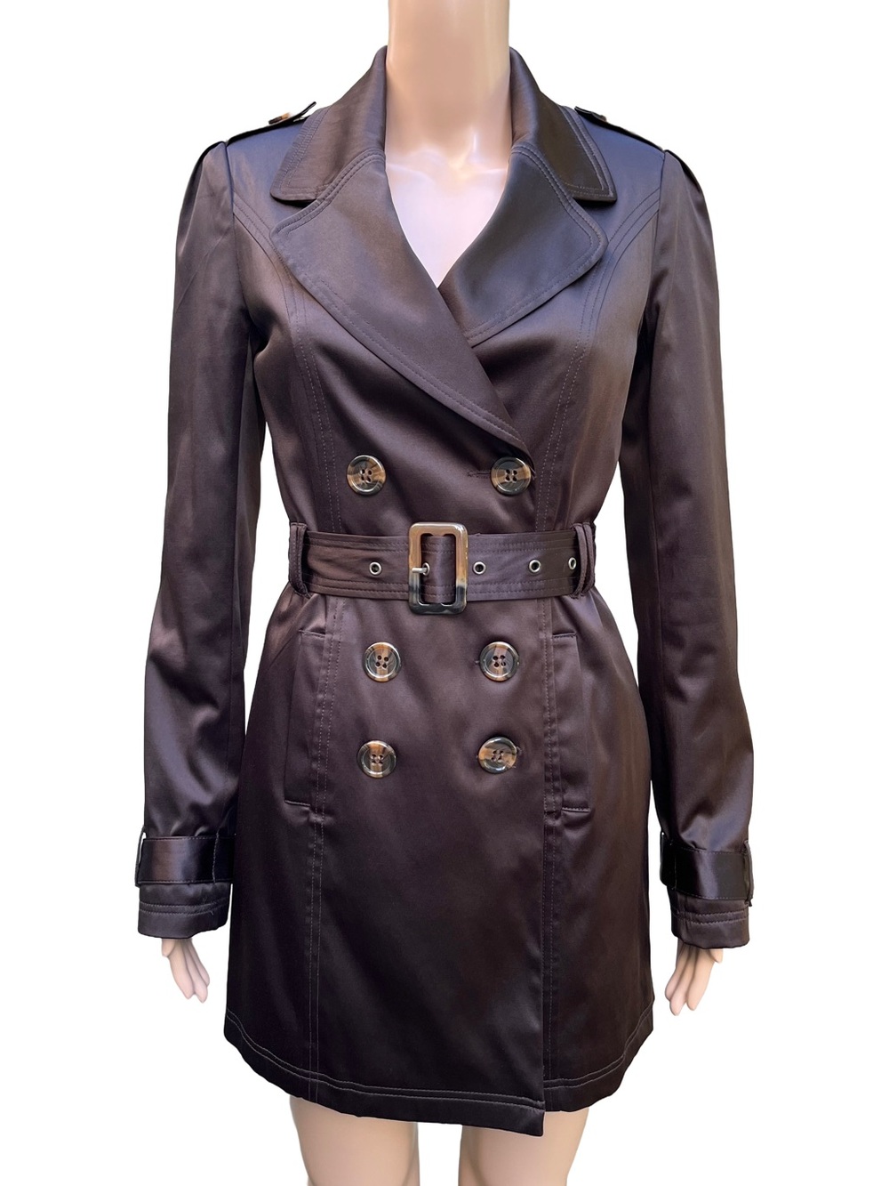 Suzy Chocolate Brown Belted Trench Coat S